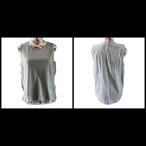 JCrew sleeveless blouse gray front striped blue & white back medium